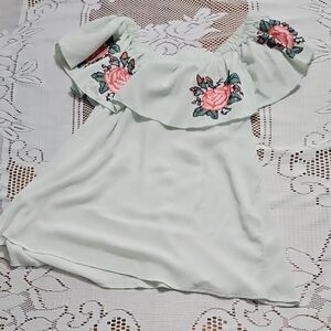 Umgee Mint Ruffled Flutter Sleeve Blouse